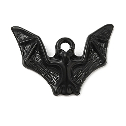 Black Halloween Spray Painted Alloy Pendants, Bat Shape, Black, 16.5x23x5mm, Hole: 1.8mm