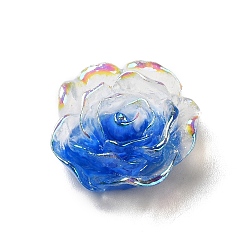 Bleu Cabochons de résine transparente, fleur, de couleur plaquée ab , bleu, 24x20x8mm