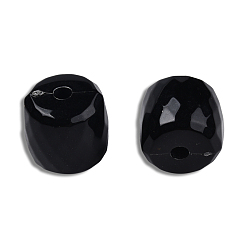 Black Opaque Acrylic Beads, Faceted, Barrel, Black, 13x13mm, Hole: 2.7~2.8mm, about 290pcs/500g