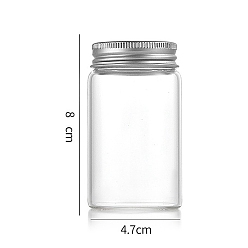Серебро Колонна стеклянная винтовая верхняя трубка для хранения шариков, прозрачные стеклянные бутылки с алюминиевыми губками, серебряные, 4.7x8 см, емкость: 100 мл (3.38 жидких унций)