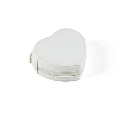 White PU Leather Jewelry Set Zipper Boxes, Velvet Inside, for Wedding, Jewelry Storage Case, White, 10x9x5cm