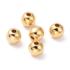 Real 24K Gold Plated Brass Beads, Long-Lasting Plated, Round, Real 24K Gold Plated, 6mm, Hole: 1mm