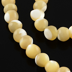 Blé Brins de perles de coquille de mer naturelles rondes, blé, 4mm, Trou: 0.5mm, Environ 105 pcs/chapelet, 15.75 pouce