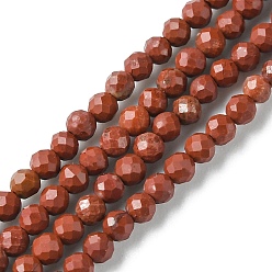 Jaspe Rouge Rouge naturel perles de jaspe brins, facette, ronde, 2mm, Trou: 0.6mm, Environ 175 pcs/chapelet, 15.35 pouce (39 cm)