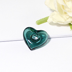 Teal Handmade Lampwork Perfume Bottle Pendant, Square&Heart, Teal, 22x25mm
