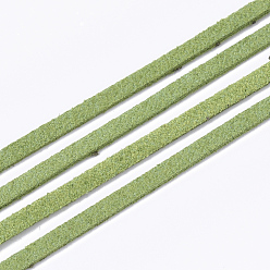 Amarillo de Verde Cordón del ante de imitación, encaje de imitación de gamuza, verde amarillo, 2.5~2.8x1.5 mm, aproximadamente 1.09 yardas (1 m) / hebra
