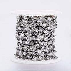 Stainless Steel Color 304 Stainless Steel Bar Link Chains, Soldered, with Spool, Heart, Stainless Steel Color, 10x5x2mm, about 32.8 Feet(10m)/roll