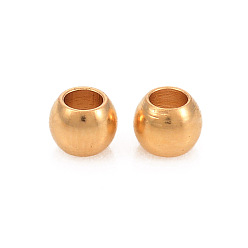 Golden 304 Stainless Steel Spacer Beads, Round, Golden, 3x2.2mm, Hole: 1.2mm