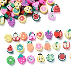 Mixed Color 100Pcs Handmade Polymer Clay Fruit Theme Beads, Mixed Color, 7x8x4mm, Hole: 2mm, 100pcs/set