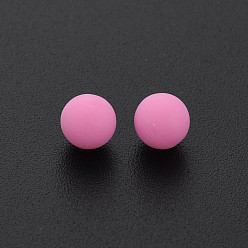 Hot Pink Opaque Acrylic Beads, Frosted, No Hole, Round, Hot Pink, 6mm, about 3900pcs/500g
