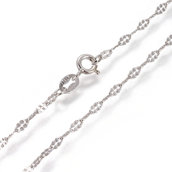 Platinum Rhodium Plated 925 Sterling Silver Link Chain Necklaces, with Spring Ring Clasps, Platinum, 17.7 inch(45cm)