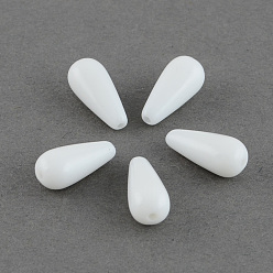 Blanco Abalorios de acrílico opacos, lágrima, blanco, 20x7 mm, agujero: 2 mm, Sobre 830 unidades / 500 g