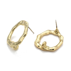 Light Gold Alloy Stud Earring Findings, with Loop, Steel Pins, Light Gold, 19.5x17mm, Hole: 2mm, pin: 0.7mm