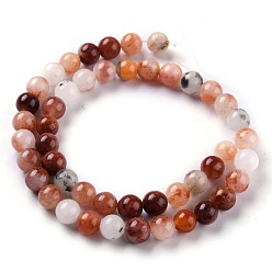Coconut Brown Natural White Jade Beads, Round, Dyed, Coconut Brown, 8mm, Hole: 1mm, about 49pcs/strand, 15.16 inch(38.5cm)