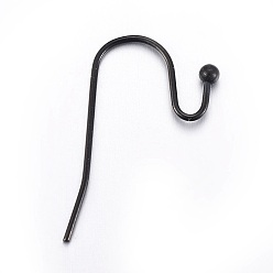 Electrophoresis Black Stainless Steel Earring Hooks, Electrophoresis Black, 21x14mm, 22 Gauge, Pin: 0.6mm