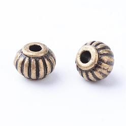 Antique Bronze Tibetan Style Alloy Spacer Beads, Rondelle, Cadmium Free & Nickel Free & Lead Free, Antique Bronze, 5x4mm, Hole: 1mm, about 3400pcs/1000g