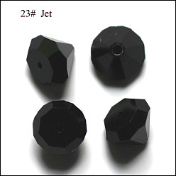 Noir Imitations de perles de cristal autrichien, grade de aaa, facette, diamant, noir, 6x4mm, Trou: 0.7~0.9mm