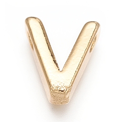 Letter V Brass Charms, Long-Lasting Plated, Letter, Letter.V, V: 8.5x7.5x3mm, Hole: 1.5mm