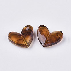 Brun Saddle Perles acryliques transparentes, pierre d'imitation, cœur, selle marron, 27.5x33x8.5mm, trou: 3 mm, environ 103 pcs / 500 g