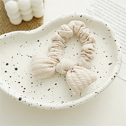 Old Lace Bowknot Cloth Elastic Hair Accessories, for Girls or Women, Scrunchie/Scrunchy Hair Ties, Old Lace, 100mm