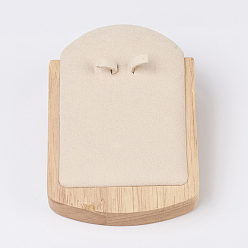 Bisque Wood Earring Displays, with Faux Suede, Bisque, 8.8x3.7x12.8cm