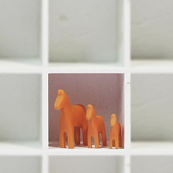 Naranja 3 tamaños resina caballo miniatura adornos, para la decoración del jardín del hogar de la sala de estar del escritorio, naranja, 18~30x15~25x4~6 mm, 3 PC / sistema