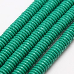 Verdemar Perlas de imitación de color ámbar heishi resina hebras, disco / plano y redondo, verde mar, 6x1.7~2 mm, agujero: 1.5 mm, sobre 182~195 unidades / cadena, 14.2 pulgada (36 cm)