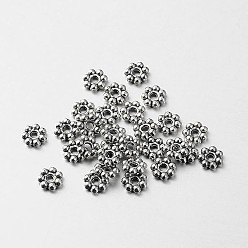 Antique Silver Tibetan Style Alloy Daisy Spacer Beads, Antique Silver, 6x1.8mm, Hole: 1mm