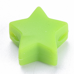 Vert Jaune Perles de silicone écologiques de qualité alimentaire, perles à mâcher pour les jouets de dentition, Diy soins infirmiers colliers faisant, étoiles, vert jaune, 14x13.5x8mm, Trou: 2mm