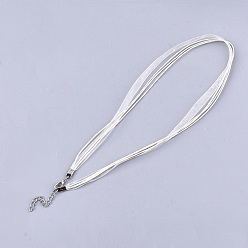 Beige Waxed Cord and Organza Ribbon Necklace Making, with Iron Lobster Claw Clasps, Platinum, Beige, 17.6 inch~17.8 inch(45~455cm), 7mm