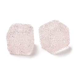 Pink Resin Beads, with Rhinestone, Drusy Cube, Pink, 16x16x16mm, Hole: 3.6mm