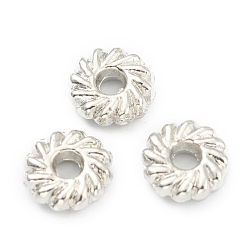 Platinum Alloy Spacer Beads, Cadmium Free & Lead Free, Flower Disc, Real Platinum Plated, 8x2.5mm, Hole: 2mm