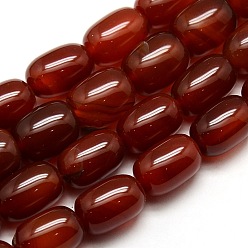 Carnelian Natural Carnelian Column Beads Strands, Dyed & Heated, 13~14x10~11mm, Hole: 1mm, about 26~28pcs/strand, 15 inch