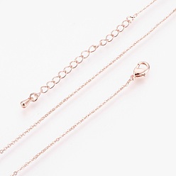 Розовое Золото Латунные кабельные цепи ожерелья, с застежкой омар коготь, розовое золото , 17.51 дюйм (44.5 см)