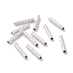 Silver 925 Sterling Silver Tube Beads, Fancy Cut, Silver, 10x1.8mm, Hole: 1mm, about 90pcs/10g