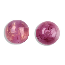 Rose Vieux Perles en résine, imitation d'oeil de chat, ronde, vieux rose, 12mm, Trou: 1.6~1.8mm
