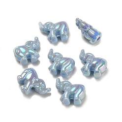 Azul Claro Cuentas de acrílico iridiscente arcoíris chapadas en uv, elefante, azul claro, 23.5x21x11 mm, agujero: 3.8 mm