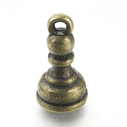 Bronce Antiguo Charms de aleación, piezas de ajedrez de peón, Bronce antiguo, 14.5x7.5 mm, agujero: 1.5 mm
