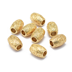 Golden Rack Plating Brass European Beads, Large Hole Beads, Long-Lasting Plated, Barrel, Golden, 11.5x8mm, Hole: 4mm