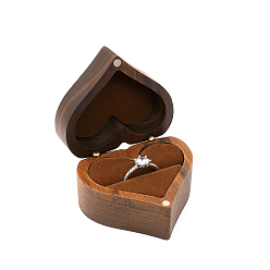 Коричневый Деревянные ящики кольцо, бархат внутри, с магнитными застежками, для свадьбы, футляр для хранения ювелирных изделий, кофе, 5.3x6x3.8 см