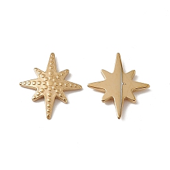 Real 18K Gold Plated Vacuum Plating 201 Stainless Steel Cabochons, Star, Real 18K Gold Plated, 17x15x2mm