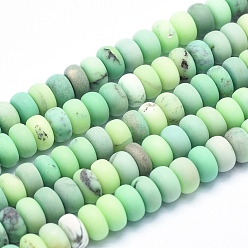 Natural Agate Natural Green Grass Agate Beads Strands, Frosted, Rondelle, 8x4~5mm, Hole: 1mm, about 82pcs/strand, 15.7 inch