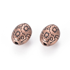 Red Copper Tibetan Style Alloy Beads, Cadmium Free & Nickel Free & Lead Free, Red Copper, 8x6x4.1mm, Hole: 1mm