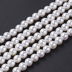 Seashell Color Shell Pearl Bead Strands, Grade A, Round, Seashell Color, 3mm, Hole: 0.5mm, about 124pcs/strand, 16 inch