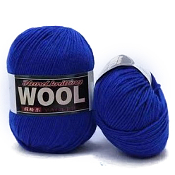 Blue Polyester & Wool Yarn for Sweater Hat, 4-Strands Wool Threads for Knitting Crochet Supplies, Blue, about 100g/roll
