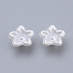 White ABS Plastic Imitation Pearl Beads, Flower, White, 10x10.5x5mm, Hole: 1mm, about 1000pcs/bag