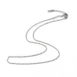 Stainless Steel Color 304 Stainless Steel Cable Chain Necklace for Men Women, Stainless Steel Color, 15.75 inch(40cm)