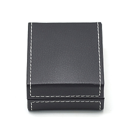 Black Plastic Imitation Leather Pendant Necklaces Boxes, with Velvet, Rectangle, Black, 8.5x7.1x3.7cm