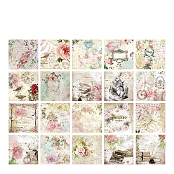 Color mezclado Patrón de flores de papel de álbum de recortes, para álbum de recortes de bricolaje, documento de antecedentes, decoración del diario, color mezclado, 140x140 mm, 2 hojas / estilo