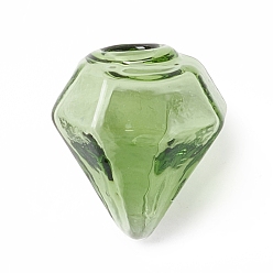 Medium Sea Green Handmade Blown Glass Bottles, for Glass Vial Pendants Making, Diamond, Medium Sea Green, 16~17x15~15.5x13.5~14.5mm, Hole: 2.5~5mm